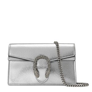 Gucci Mini Silver Leather Silver Chain Shoulder Cross Bag
