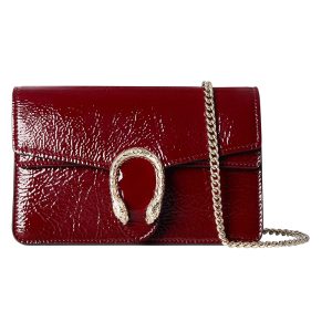 Gucci Mini Red Lacquer Leather Tiger Head Flip Shoulder Bag