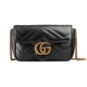 Gucci Black Leather Buckle Cross Shoulder Bag