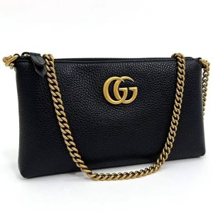 Gucci Black Leather Double G Square Chain Shoulder Bag