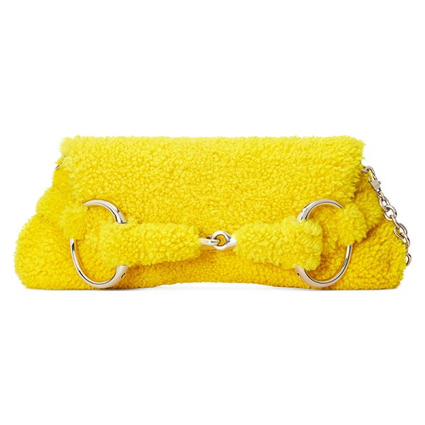 Gucci yellow wool detachable chain shoulder bag