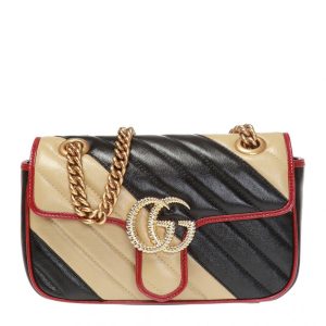 Gucci mixed color leather crossbody shoulder bag