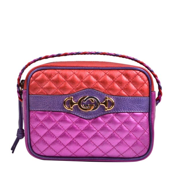 Gucci cowhide embossed woven bag, single shoulder crossbody bag