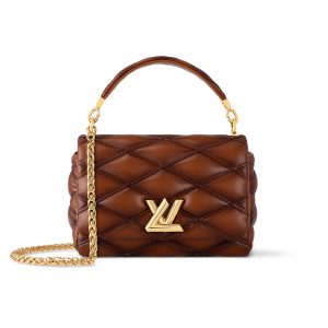 LV Medium Brown Diamond Quilted Sheepskin Leather Shoulder Bag