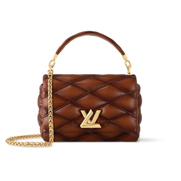 LV Medium Brown Diamond Quilted Sheepskin Leather Shoulder Bag