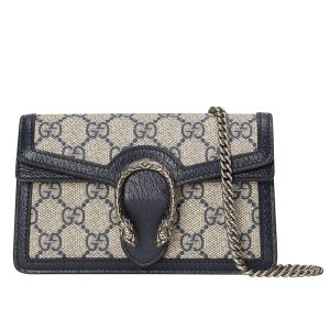 Gucci Ultra Mini Beige/Blue Jacquard Canvas Shoulder Bag