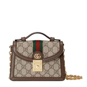 Gucci Mini Ebony Beige Canvas Shoulder Bag