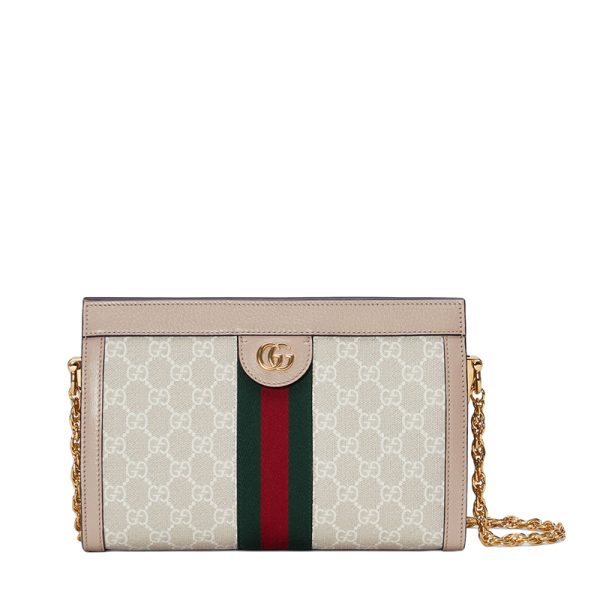 Gucci small beige canvas oat leather shoulder bag