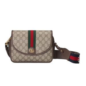 Gucci Mini Beige/Ebony Canvas with Leather Shoulder Cross Bag