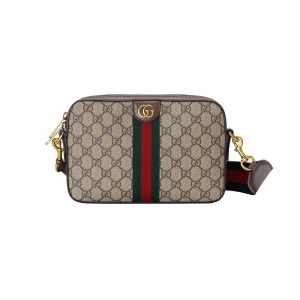 Gucci beige/ebony canvas brown leather shoulder bag
