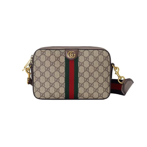 Gucci beige/ebony canvas brown leather shoulder bag