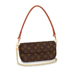 LV brown canvas vintage gold shoulder bag