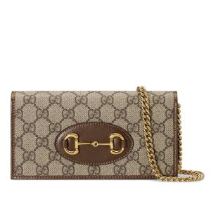 Gucci Brown Leather Chain Shoulder Bag