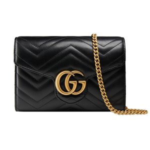 Gucci black leather diagonal shoulder bag