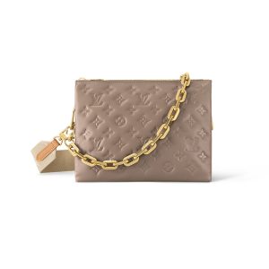 LV small grey brown sheepskin embossed single shoulder crossbody bag