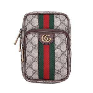 Gucci beige ebony canvas shoulder bag with leather