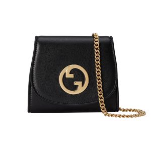 Gucci Black Leather Chain Cross Shoulder Bag