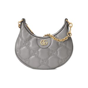Gucci Grey Leather Chain Cross Shoulder Bag