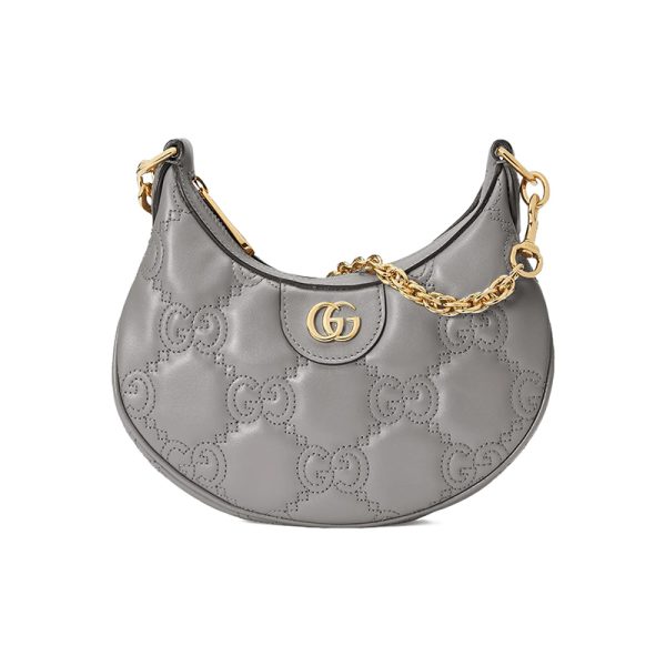 Gucci Grey Leather Chain Cross Shoulder Bag