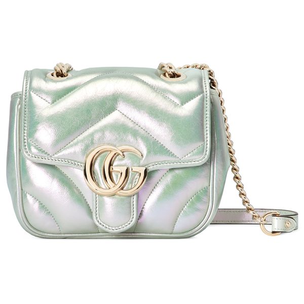 Gucci Silver Grey Leather Shoulder Bag