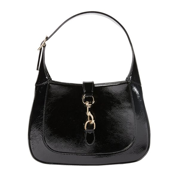 Gucci small black patent leather shoulder bag