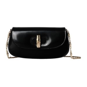 Gucci Small Black Leather Bamboo Buckle Shoulder Bag