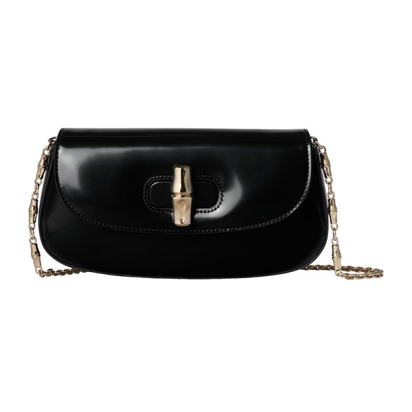 Gucci Small Black Leather Bamboo Buckle Shoulder Bag