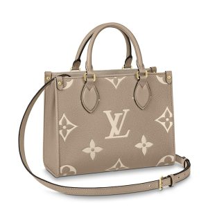 LV Elephant Grey/Milk White Double Color Embossed Grain Shoulder Bag