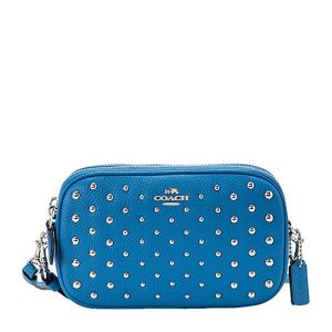 Coach Blue Leather Zipper Cross Shoulder Bag