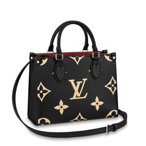 LV black/beige dual tone embossed grain shoulder bag