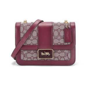 Coach fabric paired with leather single shoulder crossbody bag