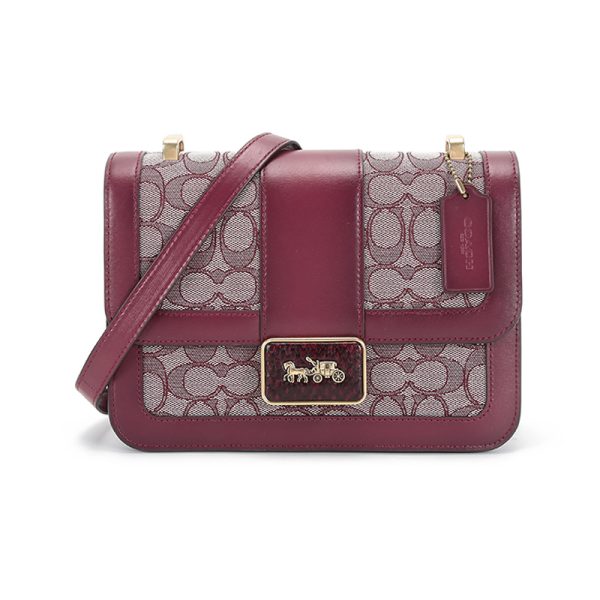 Coach fabric paired with leather single shoulder crossbody bag