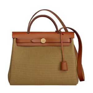Hermes canvas cowhide shoulder bag