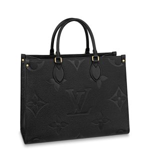 LV Medium Black Presbyopia Embossed Grain Leather Shoulder Bag