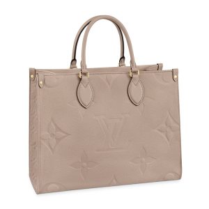 LV medium beige embossed grain leather single shoulder crossbody tote bag