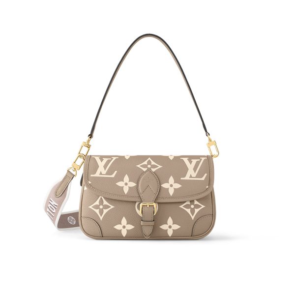 LV Pigeon Beige Leather Vintage Diana Shoulder Bag