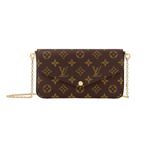 LV brown vintage canvas flip open zipper inner bag, hand-held shoulder bag