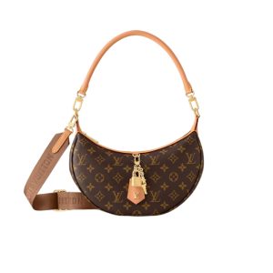 LV brown presbyopia canvas zipper opening and closing padlock key hand-held shoulder bag