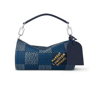 LV Small Blue Canvas Mesh Zipper Shoulder Bag