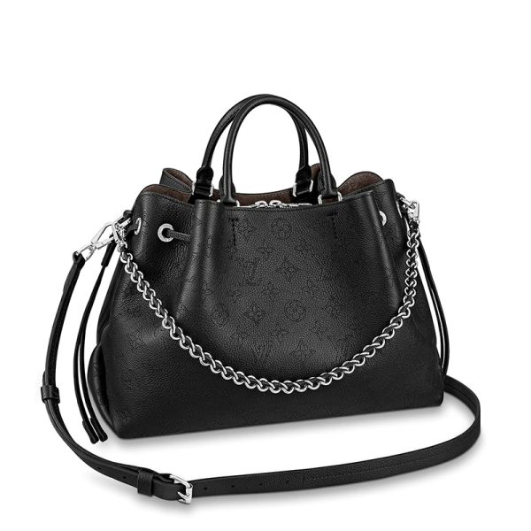 LV black cowhide engraved perforated single shoulder diagonal cross bag