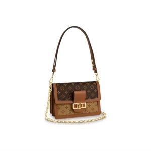 LV vintage leather patchwork metal chain shoulder crossbody bag