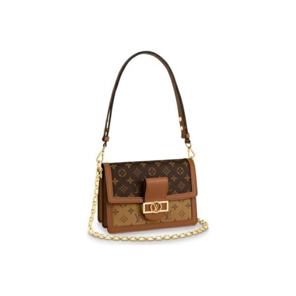 LV vintage leather patchwork metal chain shoulder crossbody bag