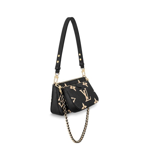 LV black cowhide with embossed grain leather and gold buckle, single shoulder diagonal cross handbag - Image 3
