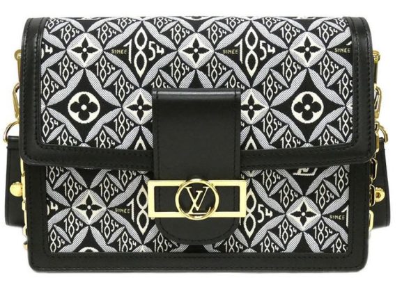 LVDauphine black fabric/leather shoulder bag