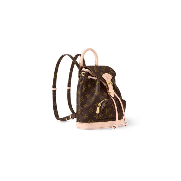 LV mini brown canvas with leather flap drawstring backpack - Image 2