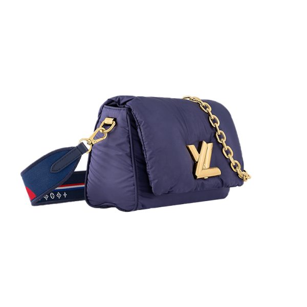 LV navy blue nylon with leather magnetic buckle crossbody bag - Image 2