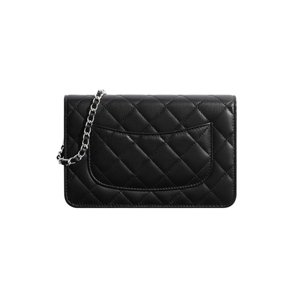 Chanel Black Sheepskin Silver Chain Bag - Image 2
