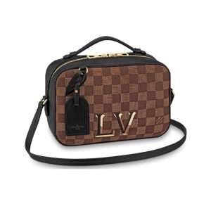 LV brown coated canvas cowhide checkerboard pattern hand-held shoulder crossbody bag