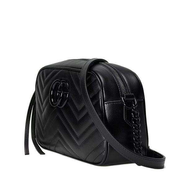 Gucci Small Black Quilted V-shaped Leather Shoulder Bag - Image 2