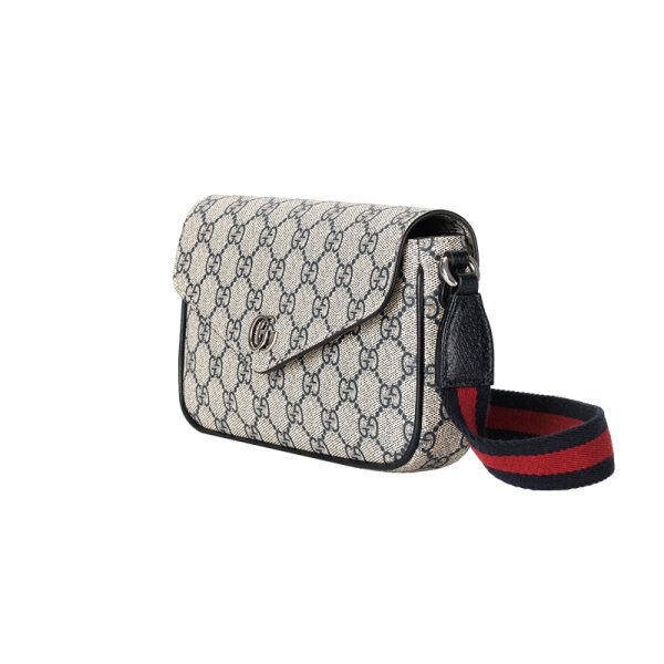 Gucci mini beige/blue GG canvas with leather snap closure crossbody bag - Image 2